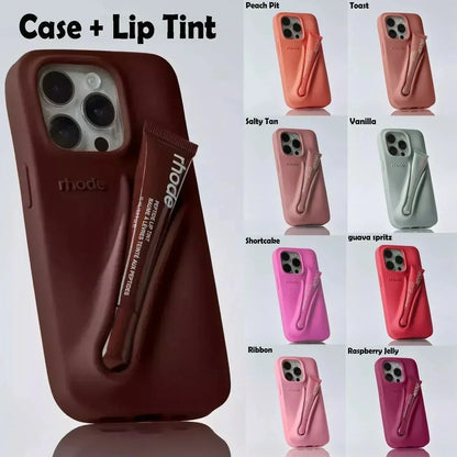 Rhode Fall Lip Case for iPhone 14 ProMax - salty tan | Soft Silicone Case with Lip Balm Included - Jaiman Toys