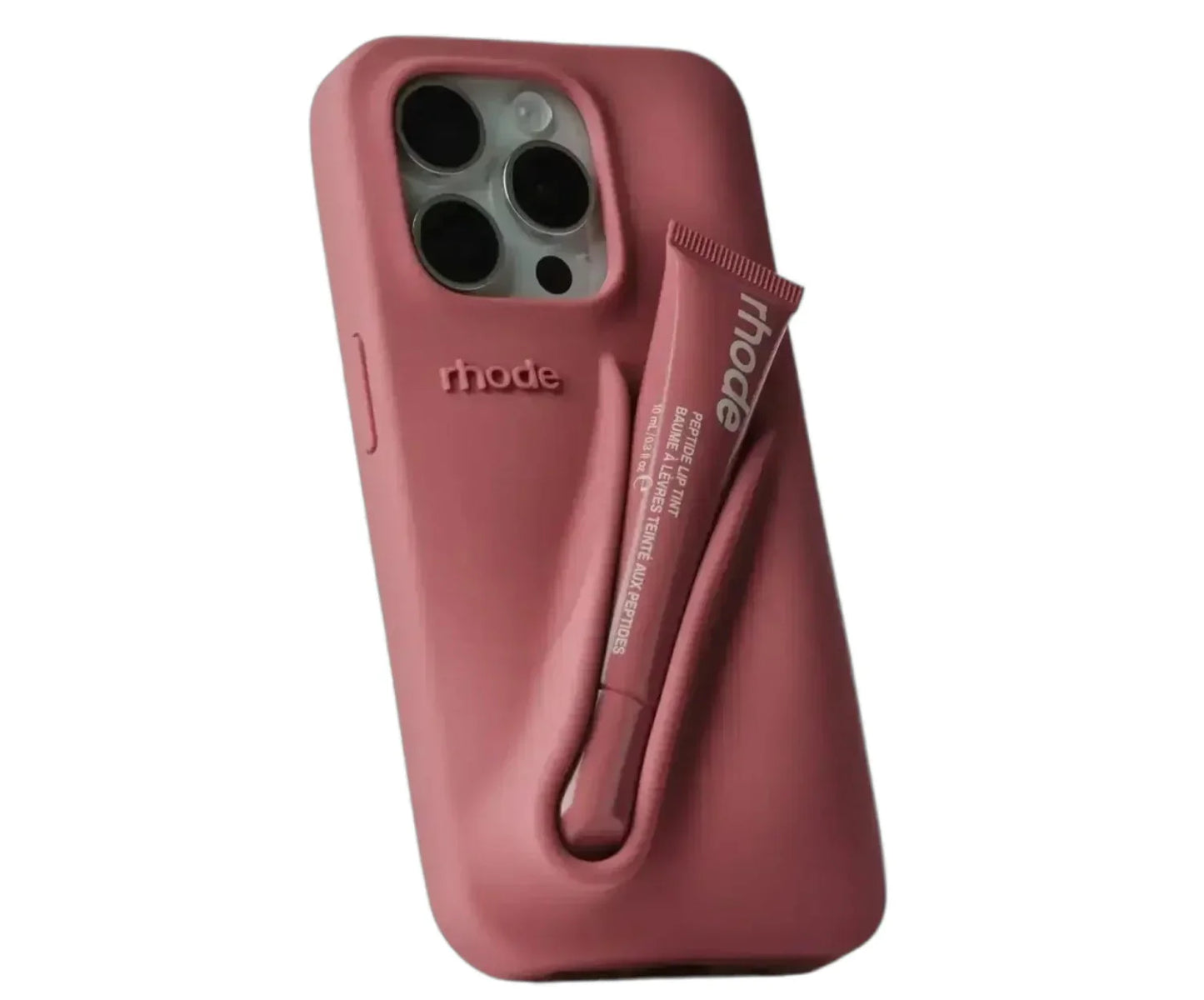 Rhode Fall Lip Case for iPhone 14 ProMax - salty tan | Soft Silicone Case with Lip Balm Included - Jaiman Toys