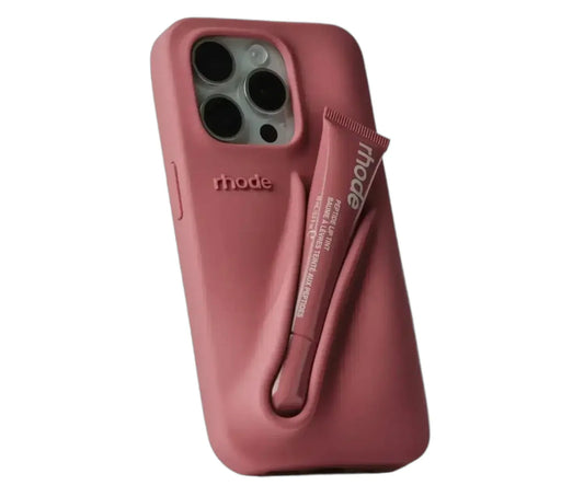 Rhode Fall Lip Case for iPhone 14 ProMax - salty tan | Soft Silicone Case with Lip Balm Included - Jaiman Toys