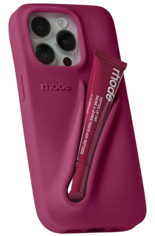 Rhode Fall Lip Case for iPhone 16 Pro – Raspberry Jelly | Soft Silicone Case with Lip Balm Included - Jaiman Toys