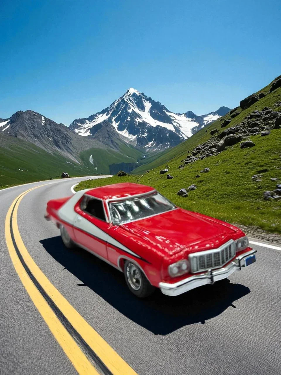 Greenlight 1976 Ford Gran Torino Red with White Stripe "Starsky and Hutch" (1975-1979) TV Series "Hollywood Special Edition" 1/64 Diecast Model Car - Jaiman Toys