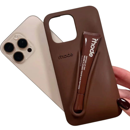 Rhode Fall Lip Case for iPhone 15 ProMax – espresso | Soft Silicone Case with Lip Balm Included - Jaiman Toys