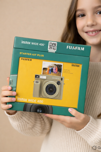 Fujifilm Instax Wide 400 Instant Camera Starter Kit Plus Green | Includes 20 Shots Film & Photo Album | Wide Format Instant Camera