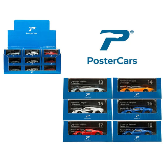 PosterCars 1:64 Hypercar League Collection – 6-Piece Diecast Model Set (Porsche, Lamborghini, McLaren)