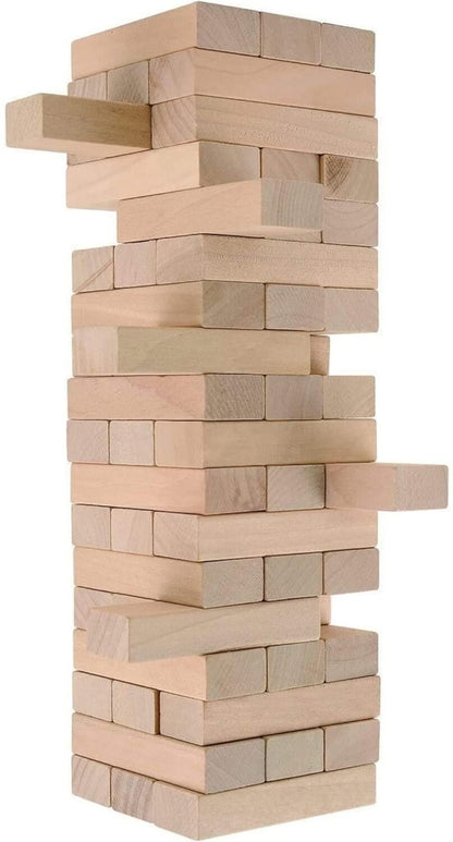 Simarr Wooden Tower Stacking Game – 54 PCS Classic Balance Block Game for Kids & Family | Wooden Building Blocks