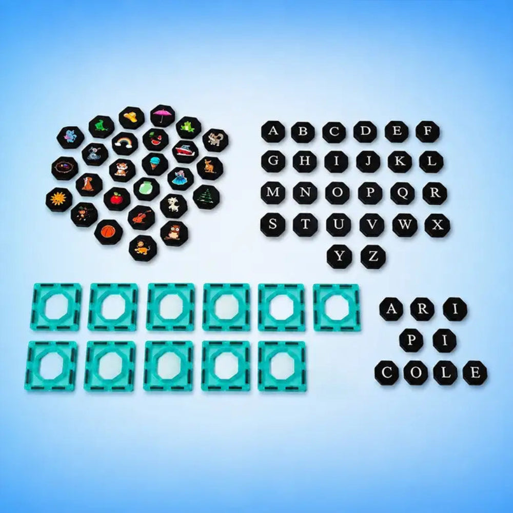ITPlay Word Builder Learning Magnetic Tiles 72 Pcs Educational Construction & Spelling Learning Set for Kids