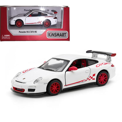 KiNSMART 1:36 Porsche 911 GT3 RS (997) – Die-Cast Model Car - White - Jaiman Toys
