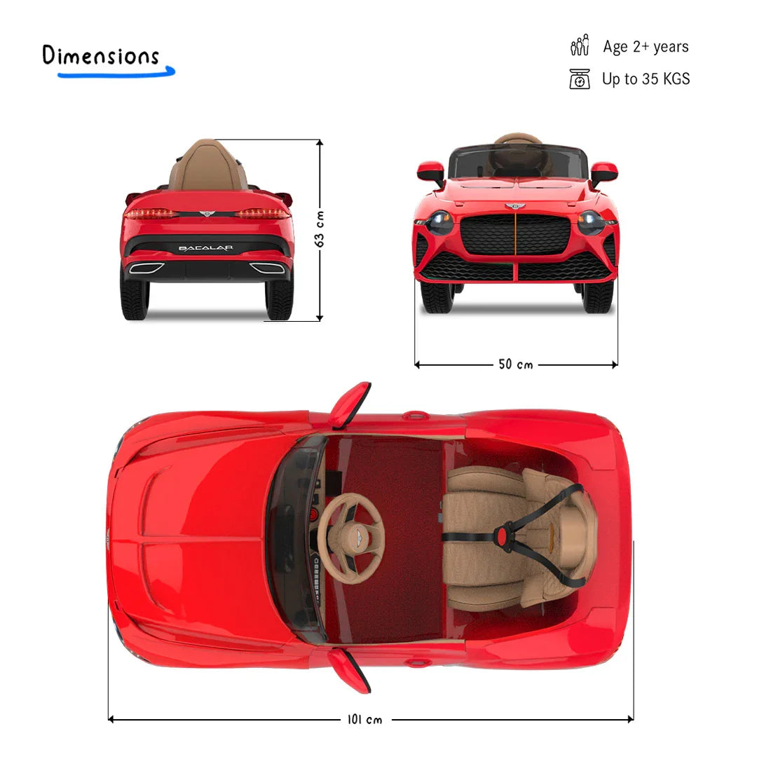 EMotorad Formula Fun BENTLEY BACALAR Toy Car – Red Remote Control Car for Kids 3Y+