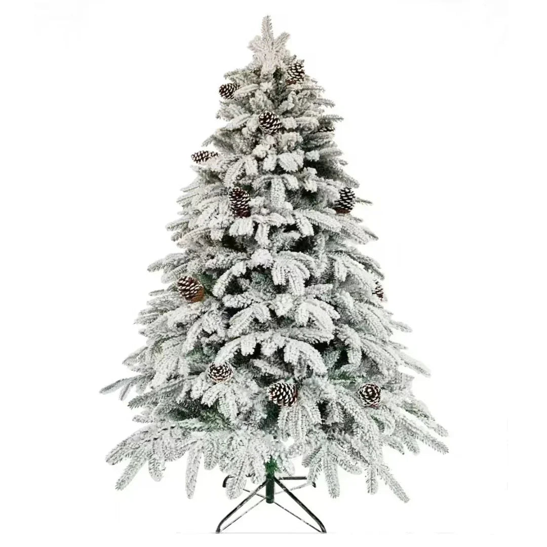 SWEN Eaton 4-Feet Christmas Tree with Frosted Tips & Pine Cones | Snow-Kissed Decorative Holiday Tree