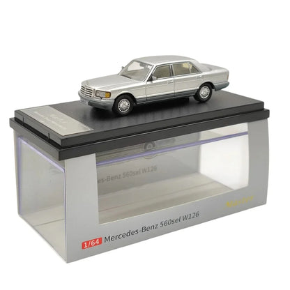 MERCEDES BENZ 560SEL W126 1/64 Diecast Car Sixth Generation S -Class Silver Model BY MASTER - Jaiman Toys
