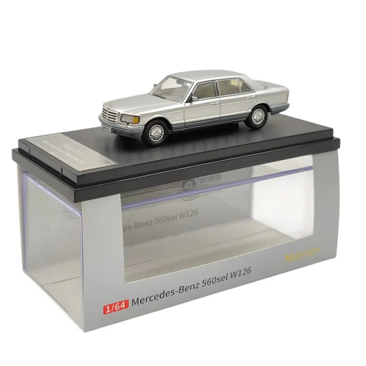 MERCEDES BENZ 560SEL W126 1/64 Diecast Car Sixth Generation S -Class Silver Model BY MASTER - Jaiman Toys
