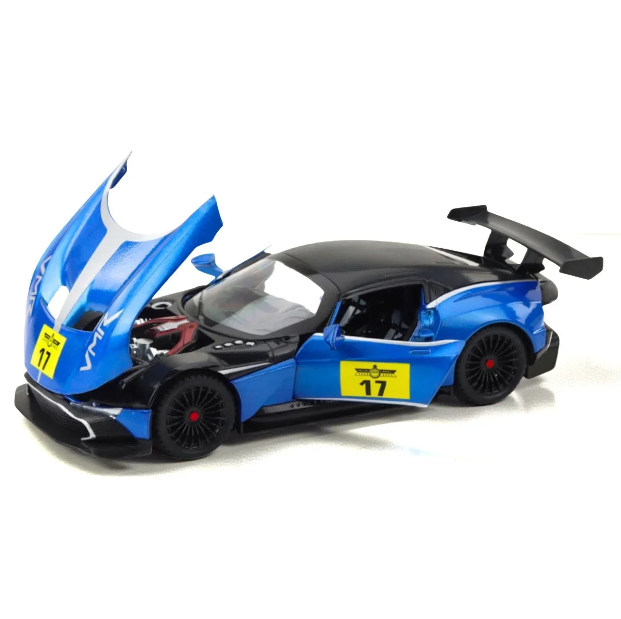 HTS 1:18 Alloy Metal Pull Back Die-Cast Car – Openable Doors, Sound & Light Effects, Realistic Smoke Spray