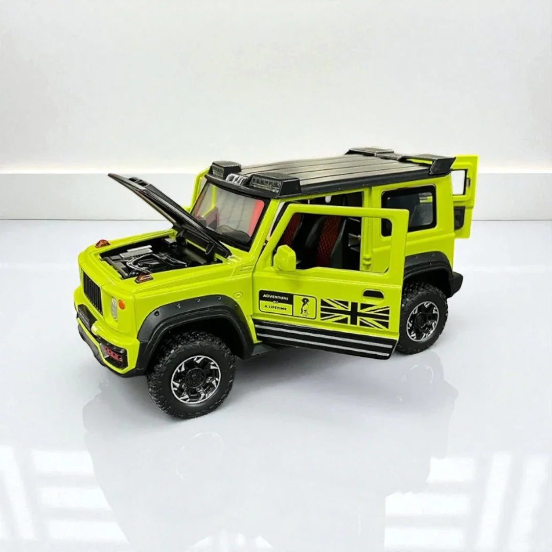 Joy Junction 1:24 Suzuki Jimny Off-Road Diecast Model – Lime Green | Openable Doors, Pull-Back Action, Lights & Sound (JJ269) - Jaiman Toys