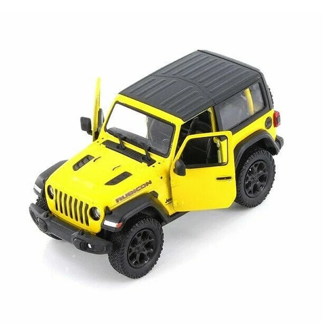 KiNSMART KT5412WB 2018 Jeep Wrangler Rubicon – 1:34 Scale Die-Cast Model Toy Car - Yellow - Jaiman Toys