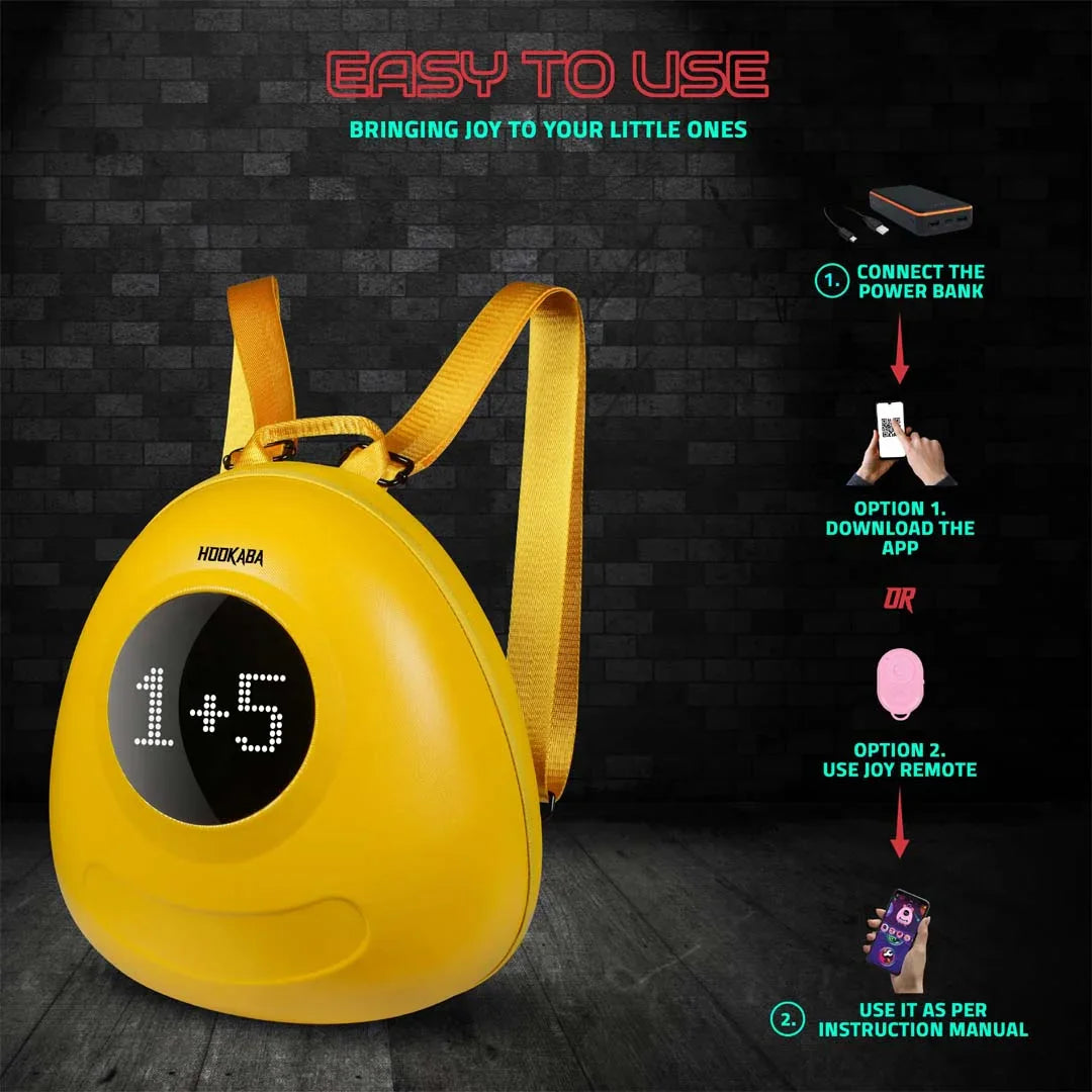 Hookaba GlowBuddy Kids LED Backpack – Fun Light-Up Bag for School & Travel | Waterproof | Lightweight | Ages 4–10 - Yellow - Jaiman Toys