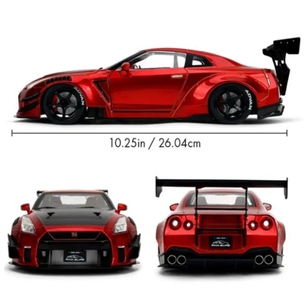 Jada Toys Pink Slips Nissan GT-R R35 LB Kit 1.5 Red & Black 1:18 Dieca ...