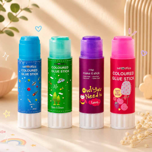 Scoobies Coloured Glue Stick 15g – Non-Toxic Washable Craft Glue Stick for School, Art & DIY Projects (1 Piece)