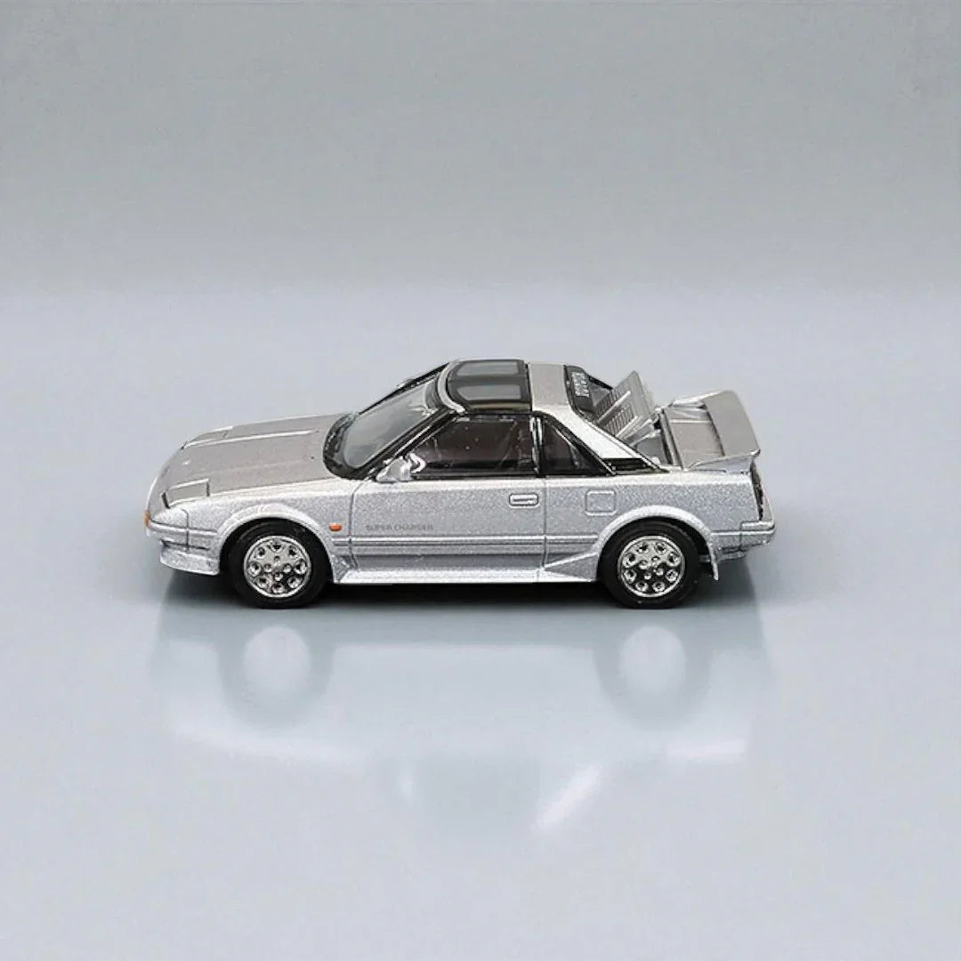 Hoda Japan 1:64 TOYOTA MR2 1600G-LIMITED SUPER CHARGER 1988 T Bar Roof Metalic Silver HJ643056AGM Diecast Car Model - Jaiman Toys