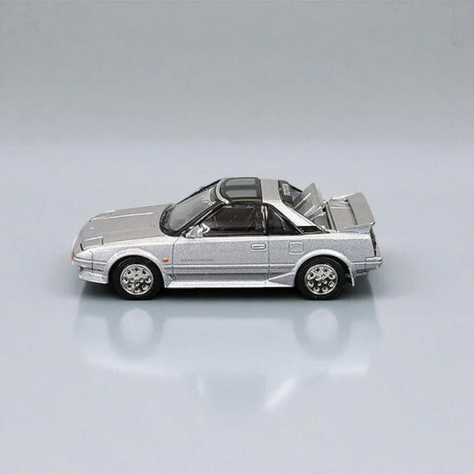 Hoda Japan 1:64 TOYOTA MR2 1600G-LIMITED SUPER CHARGER 1988 T Bar Roof Metalic Silver HJ643056AGM Diecast Car Model - Jaiman Toys