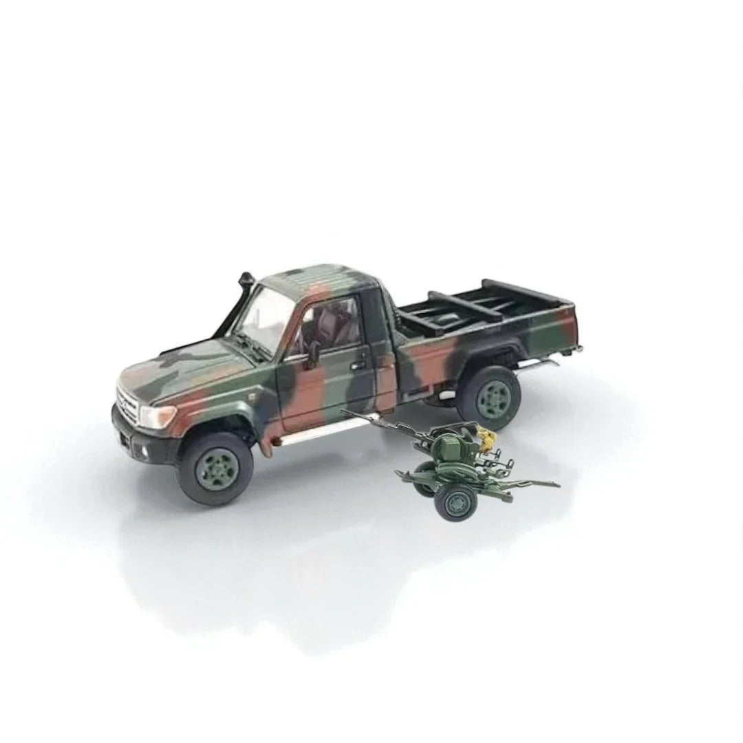 Rhino Model 1:64 Toyota LC79 Armed Pickup – Military Green Camouflage with Anti-Aircraft Gun (RM64-AP-04) - Jaiman Toys