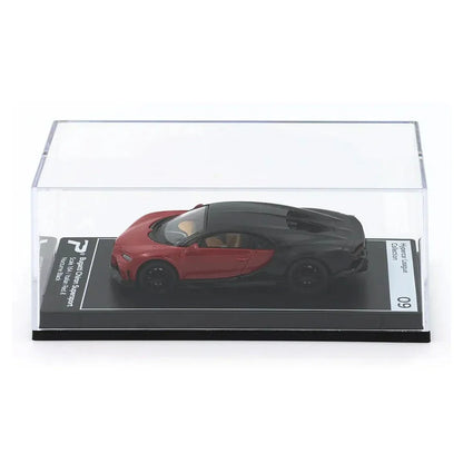 PosterCars 1:64 H09 – Bugatti Chiron Supersport Italian Red & Nocturne Black with Acrylic Box | - Jaiman Toys