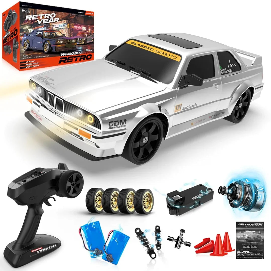WHOOSH DC162A BMW E30 1:16 RC Drift Car | 4WD High-Speed 50km/h Racing Car with ESP Gyro (RTR)  - Silver