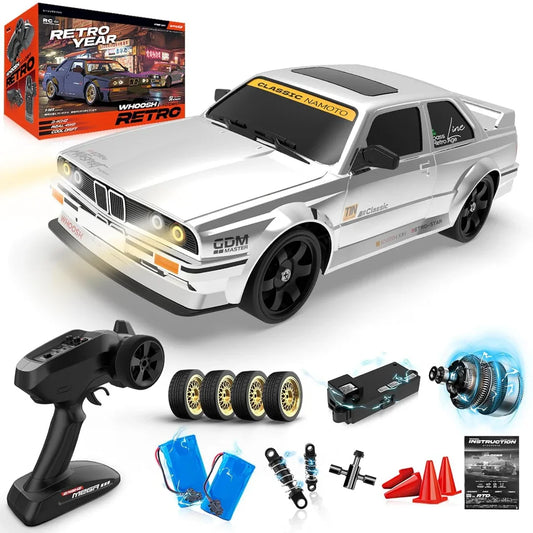 WHOOSH DC162A BMW E30 1:16 RC Drift Car | 4WD High-Speed 50km/h Racing Car with ESP Gyro (RTR)  - Silver