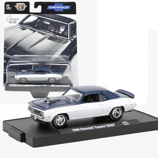 M2 Machines 1969 Chevrolet Camaro SS/RS 1:64 Die-Cast Muscle Car with Display Base