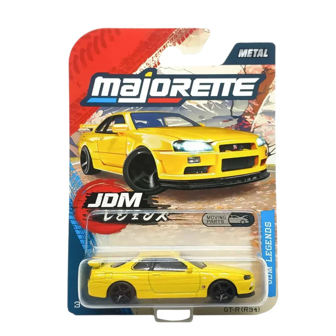 Majorette 1:64 Scale JDM Legends Premium Nissan Skyline GT-R R34 Die-Cast Car |  Metal Body Collectible