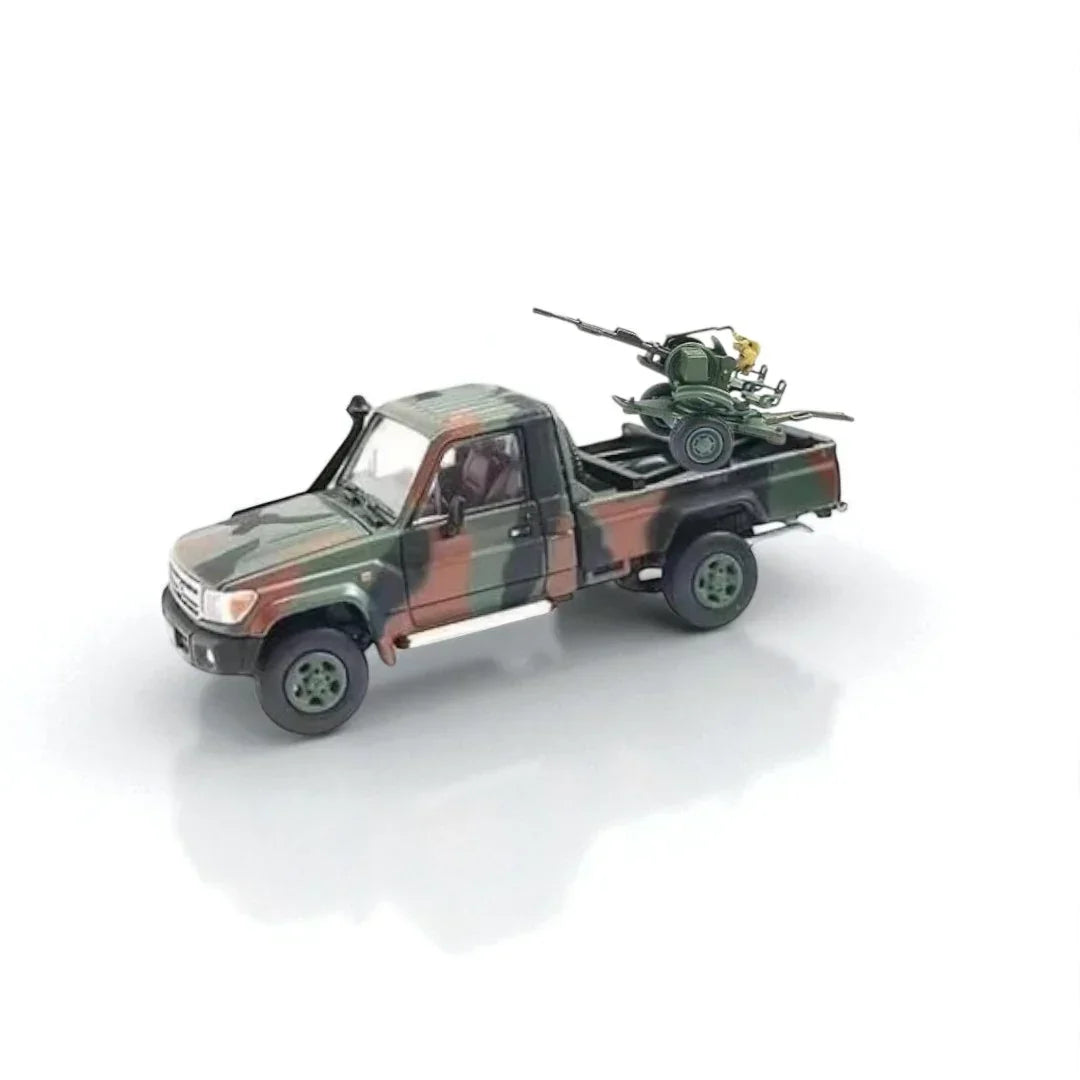 Rhino Model 1:64 Toyota LC79 Armed Pickup – Military Green Camouflage with Anti-Aircraft Gun (RM64-AP-04) - Jaiman Toys