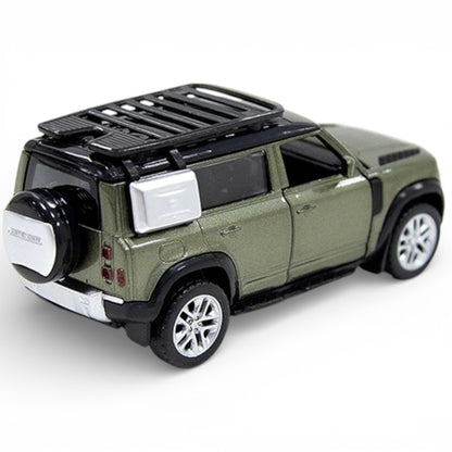 MSZ 1:32 Land Rover Defender 110 Die-Cast Model Car – Metallic Olive Green Pull Back with Openable Doors ,Sound & Light (68416)