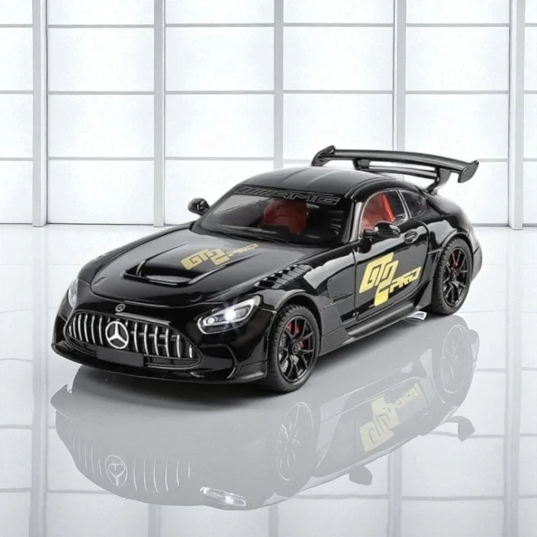 Joy Junction 1:24 Mercedes AMG GT2 PRO Die-Cast Car Model – Black Finish | Openable Doors, Pull-Back Action, Lights & Sound (JJ271) - Jaiman Toys