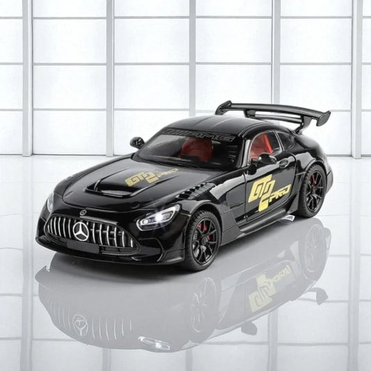 Joy Junction 1:24 Mercedes AMG GT2 PRO Die-Cast Car Model – Black Finish | Openable Doors, Pull-Back Action, Lights & Sound (JJ271) - Jaiman Toys