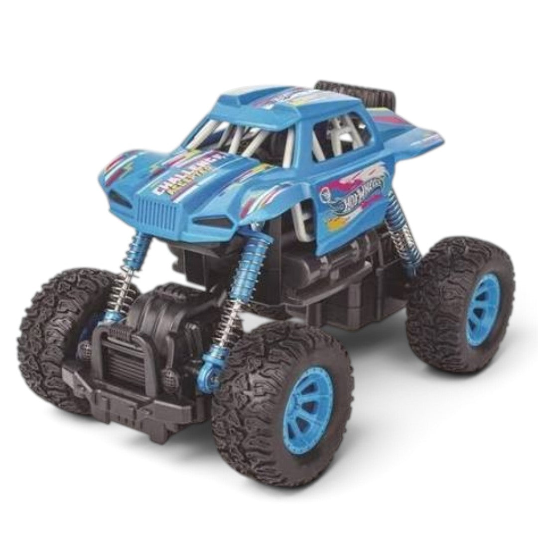 Hot Wheels 1:32 Scale Desert Fighter Off-Road 4x4 Truck with Spring Suspension, Oversized Rubber Tyres & Roll-Cage Design for Kids Ages 3+ – Blue