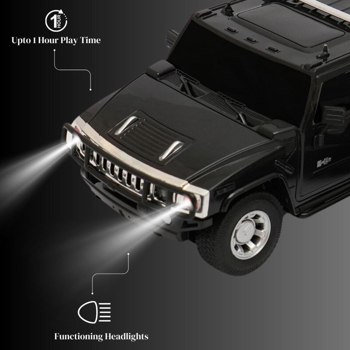 Road Burner 1:24 Hummer H2 Remote Control SUV, Black – Rechargeable 2.4 GHz RC Car for Kids Ages 6+