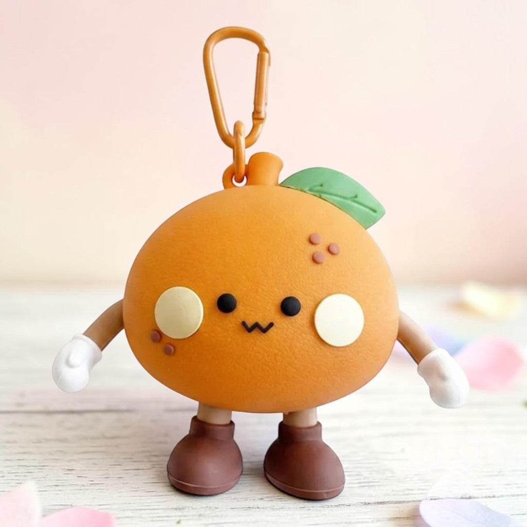 Cute Orange Tangerine Silicone Mini Pouch Keychain | 3D Tangerine Bag Charm with Zipper Storage for Coins, Earbuds, Keys & Small Accessories