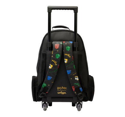 Smiggle Harry Potter Hogwarts 18 Inch Trolley Backpack – 18L Kids Rolling School Bag with Extendable Handle & Wheels – Black