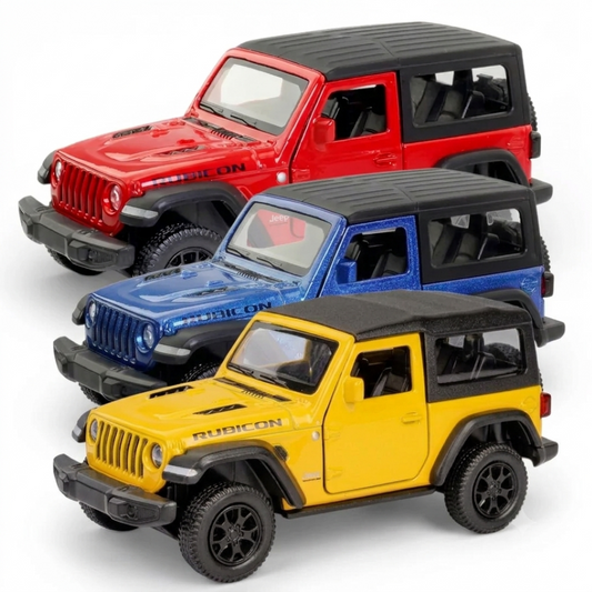RMZ City 1:32 Jeep Wrangler Rubicon Alloy Diecast Model Car – Pull Back & Go | Openable Doors | 3 Color Variants