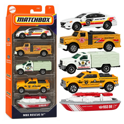 Matchbox JBX32 MBX Rescue IV 5-Pack Die-Cast Emergency & Rescue Toy Vehicles Set for Kids and Collectors