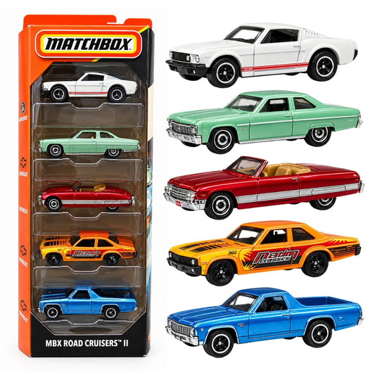 Matchbox JBX35 MBX Road Cruisers II 5-Pack Die-Cast Classic Cars & Trucks Collectible Toy Set