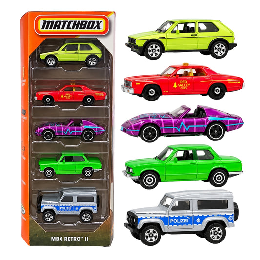 Matchbox JBX26 MBX Retro II 5-Car Die-Cast Vehicle Gift Pack – Retro Collectible Cars Set