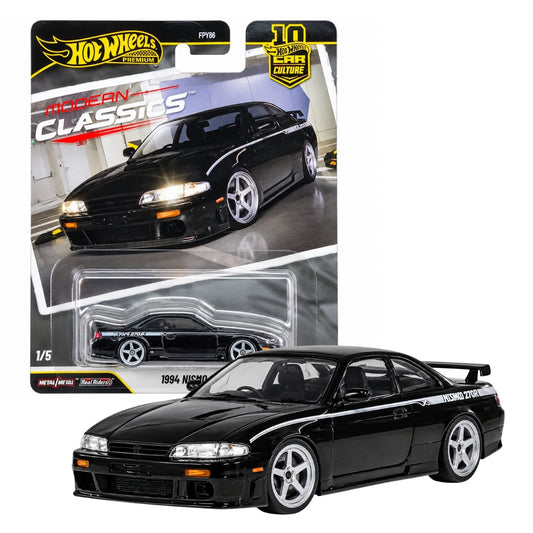 Hot Wheels Premium 1:64 Scale Nissan NISMO 270R (S14) 1994 Black Diecast Sports Car – Modern Classics JDM Collectible Model with Real Riders Wheels