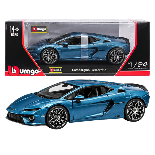 Bburago Lamborghini Temerario 1:24 Scale Diecast Model Car – Metallic Blue Premium Collectible Supercar with Detailed Interior, Car Collectors & Lamborghini Enthusiasts – Ages 14+