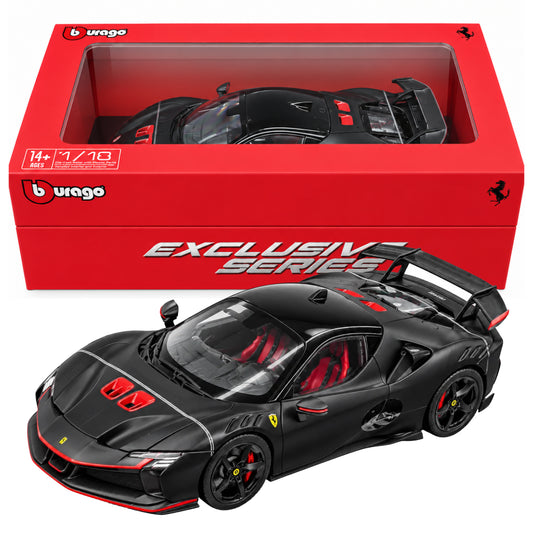 Bburago Exclusive Series Ferrari SF90 XX Stradale Black 1:18 Scale Premium Diecast Model Car with Detailed Interior, Racing Rear Wing & Collector Display Box