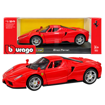 Bburago Enzo Ferrari 1:24 Scale Diecast Model Car – Red Ferrari Sports Car Collectible Toy with Detailed Interior