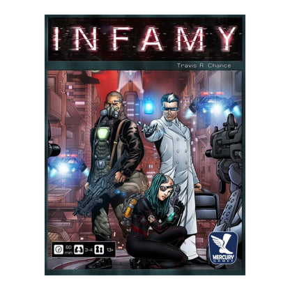 Mercury Games Infamy Strategy Board Game by Travis R. Chance | Auction, Bidding & Worker Placement Sci-Fi Game | 3–4 Players | 60 Min | Ages 13+