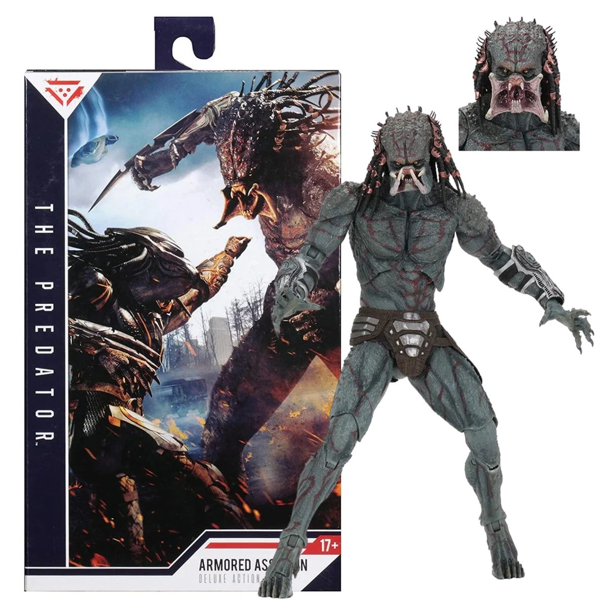 (Damaged Box) The Predator Armored Assassin Predator Deluxe Action Figure 11 Inch – Movie Collectible with Accessories |