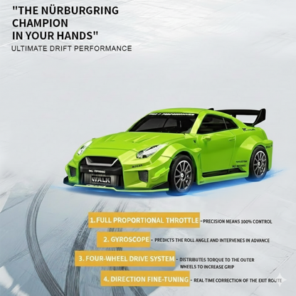 Hstar 1:43 RC Drift Car 2.4GHz 4WD Alloy 20 km/h High-Speed RC Racing Car with Gyro