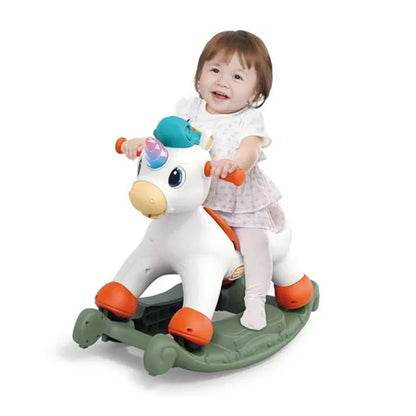 Hola Toys Musical Unicorn – 3-in-1 Rocking Spray Ride-On for Kids (18 Months to 8+ Years) - Jaiman Toys