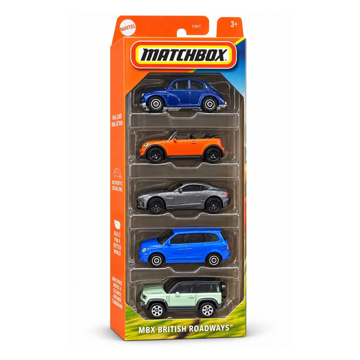Matchbox JBX33 MBX British Roadways 5-Pack Die-Cast Toy Cars Collection | Premium Metal Miniature Vehicles with Realistic Detailing | Collectible Car Gift Set for Kids, Adults & Die-Cast Collectors